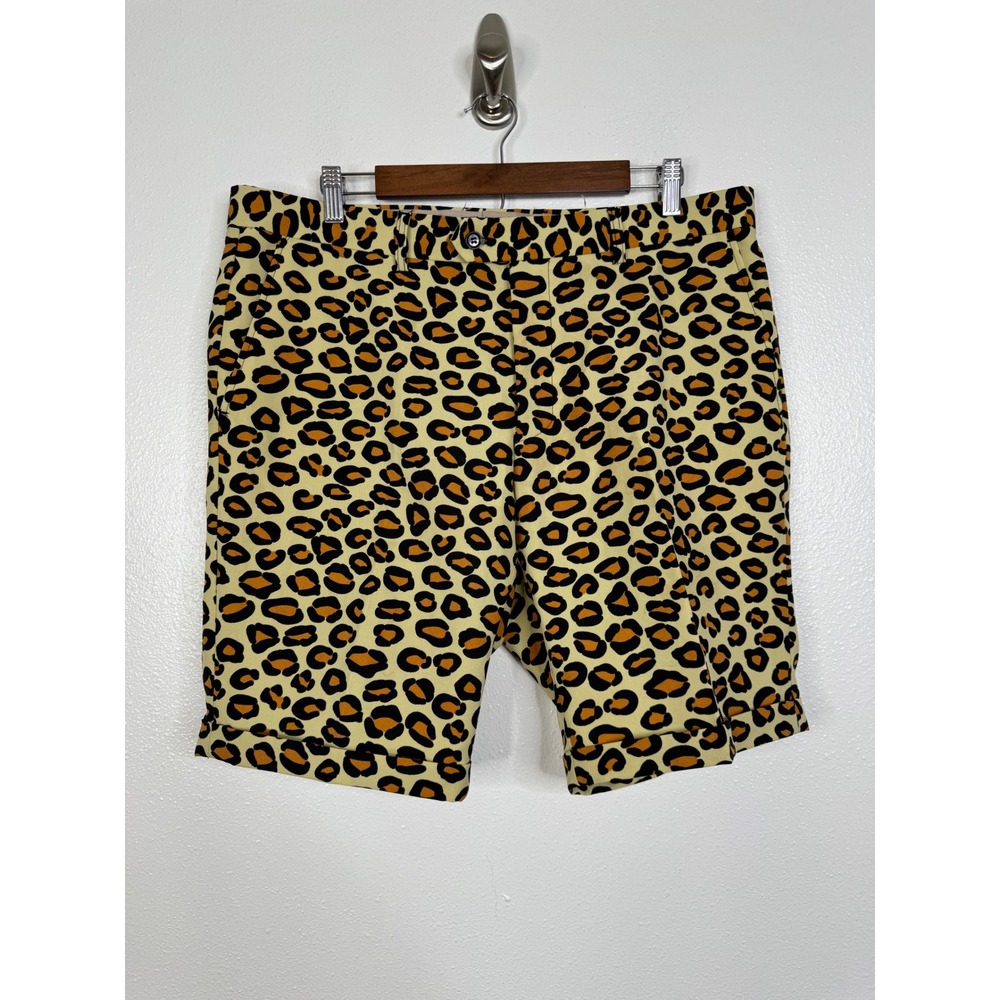 OppoSuits Mens Leopard Print Shorts Animal Spot Tan Orange Black Size US 46